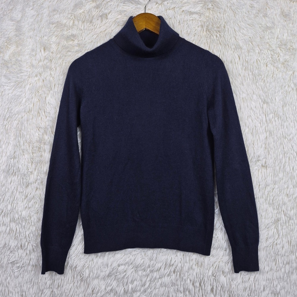 Neiman Marcus Cashmere Collection Navy Blue Turtleneck Sweater Womens XS Luxury